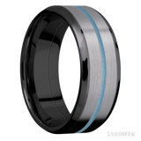 8 mm wide/Beveled/Zirconium band featuring inlays of Tantalum and Polar Blue. - Diamonds By Rothschild