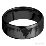 8 mm wide/Beveled/Zirconium band with a laser carved Trees pattern. - Diamonds By Rothschild