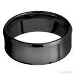 8 mm wide/Beveled/Zirconium band with one 5 mm Centered inlay of Desert Iron Wood. - Diamonds By Rothschild