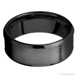 8 mm wide/Beveled/Zirconium band with one 5 mm Centered inlay of Desert Iron Wood. - Diamonds By Rothschild