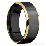 8 mm wide/Beveled/Zirconium band with two 1 mm Edge inlays of 14K Yellow Gold. - Diamonds By Rothschild