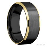 8 mm wide/Beveled/Zirconium band with two 1 mm Edge inlays of 14K Yellow Gold. - Diamonds By Rothschild