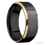 8 mm wide/Beveled/Zirconium band with two 1 mm Edge inlays of 14K Yellow Gold. - Diamonds By Rothschild