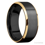 8 mm wide/Beveled/Zirconium band with two 1 mm Edge inlays of 14K Yellow Gold. - Diamonds By Rothschild