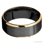 8 mm wide/Beveled/Zirconium band with two 1 mm Edge inlays of 14K Yellow Gold. - Diamonds By Rothschild