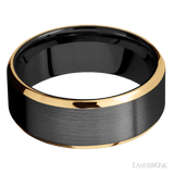 8 mm wide/Beveled/Zirconium band with two 1 mm Edge inlays of 14K Yellow Gold. - Diamonds By Rothschild