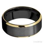 8 mm wide/Beveled/Zirconium band with two 1 mm Edge inlays of 14K Yellow Gold. - Diamonds By Rothschild