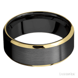 8 mm wide/Beveled/Zirconium band with two 1 mm Edge inlays of 14K Yellow Gold. - Diamonds By Rothschild
