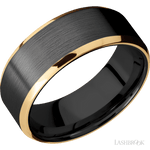 8 mm wide/Beveled/Zirconium band with two 1 mm Edge inlays of 14K Yellow Gold. - Diamonds By Rothschild