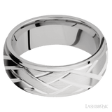 8 mm wide/Domed Stepped Down Edges/14K White Gold band with a machined Lattice pattern. - Diamonds By Rothschild
