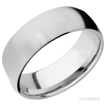 8 mm wide/Domed/14K White Gold band with two 1 mm Sidebraid inlays of 14K White Gold and featuring a 3 Row Eternity arrangement of .015 carat Round Diamond stones in a Bead Channel setting - Diamonds By Rothschild
