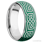 8 mm wide/Domed/Cobalt Chrome band with a laser carved Celtic 17 pattern. - Diamonds By Rothschild