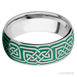 8 mm wide/Domed/Cobalt Chrome band with a laser carved Celtic 17 pattern. - Diamonds By Rothschild