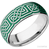 8 mm wide/Domed/Cobalt Chrome band with a laser carved Celtic 17 pattern. - Diamonds By Rothschild