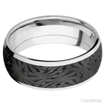8 mm wide/Domed/Cobalt Chrome band with one 6 mm Centered inlay of Zirconium with a laser carved Escher 1 pattern. - Diamonds By Rothschild
