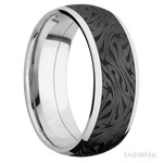 8 mm wide/Domed/Cobalt Chrome band with one 6 mm Centered inlay of Zirconium with a laser carved Escher 1 pattern. - Diamonds By Rothschild