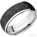 8 mm wide/Domed/Cobalt Chrome band with one 6 mm Centered inlay of Zirconium with a laser carved Escher 1 pattern. - Diamonds By Rothschild