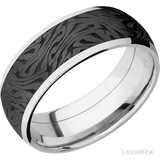 8 mm wide/Domed/Cobalt Chrome band with one 6 mm Centered inlay of Zirconium with a laser carved Escher 1 pattern. - Diamonds By Rothschild