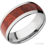8 mm wide/Domed/Titanium band with one 5 mm Centered inlay of Red Heart. - Diamonds By Rothschild