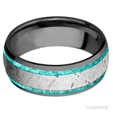8 mm wide/Domed/Zirconium band featuring inlays of Teal Opal and Meteorite. - Diamonds By Rothschild