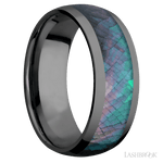 8 mm wide/Domed/Zirconium band with one 5 mm Centered inlay of Black Mother of Pearl. - Diamonds By Rothschild