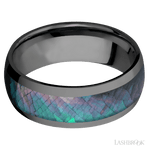 8 mm wide/Domed/Zirconium band with one 5 mm Centered inlay of Black Mother of Pearl. - Diamonds By Rothschild