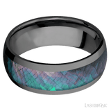8 mm wide/Domed/Zirconium band with one 5 mm Centered inlay of Black Mother of Pearl. - Diamonds By Rothschild