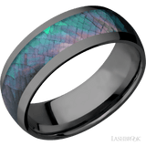 8 mm wide/Domed/Zirconium band with one 5 mm Centered inlay of Black Mother of Pearl. - Diamonds By Rothschild