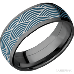 8 mm wide/Domed/Zirconium band with one 6 mm Centered inlay of Cobalt Chrome with a laser carved Navigator pattern. - Diamonds By Rothschild