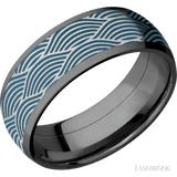 8 mm wide/Domed/Zirconium band with one 6 mm Centered inlay of Cobalt Chrome with a laser carved Navigator pattern. - Diamonds By Rothschild