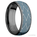 8 mm wide/Domed/Zirconium band with one 6 mm Centered inlay of Cobalt Chrome with a laser carved Navigator pattern. - Diamonds By Rothschild