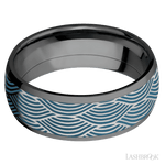 8 mm wide/Domed/Zirconium band with one 6 mm Centered inlay of Cobalt Chrome with a laser carved Navigator pattern. - Diamonds By Rothschild