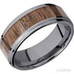 8 mm wide/Flat Grooved Edges/Tantalum band with one 5 mm Centered inlay of Walnut. - Diamonds By Rothschild