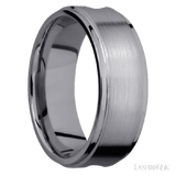 8 mm wide/Flat Grooved Edges/Tantalum band with one 5 mm Centered inlay of Walnut. - Diamonds By Rothschild