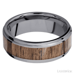 8 mm wide/Flat Grooved Edges/Tantalum band with one 5 mm Centered inlay of Walnut. - Diamonds By Rothschild