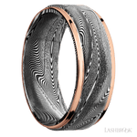 8 mm wide/Flat Grooved Edges/Tightweave band with two 1 mm Edge inlays of 14K Rose Gold. - Diamonds By Rothschild