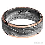 8 mm wide/Flat Grooved Edges/Tightweave band with two 1 mm Edge inlays of 14K Rose Gold. - Diamonds By Rothschild