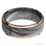 8 mm wide/Flat Grooved Edges/Tightweave band with two 1 mm Edge inlays of 14K Rose Gold. - Diamonds By Rothschild