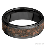 8 mm wide/Flat Grooved Edges/Zirconium band with one 5 mm Centered inlay of Desert Jasper. - Diamonds By Rothschild