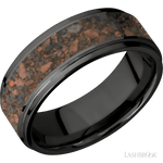 8 mm wide/Flat Grooved Edges/Zirconium band with one 5 mm Centered inlay of Desert Jasper. - Diamonds By Rothschild