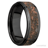 8 mm wide/Flat Grooved Edges/Zirconium band with one 5 mm Centered inlay of Desert Jasper. - Diamonds By Rothschild