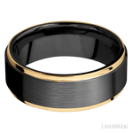 8 mm wide/Flat Grooved Edges/Zirconium band with two 1 mm Edge inlays of 14K Yellow Gold. - Diamonds By Rothschild