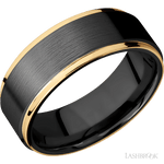 8 mm wide/Flat Grooved Edges/Zirconium band with two 1 mm Edge inlays of 14K Yellow Gold. - Diamonds By Rothschild