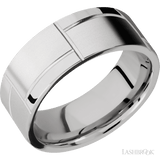 8 mm wide/Flat/14K White Gold band with a machined 3GOCHR pattern. - Diamonds By Rothschild