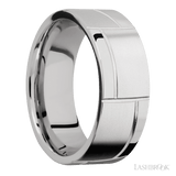 8 mm wide/Flat/14K White Gold band with a machined 3GOCHR pattern. - Diamonds By Rothschild