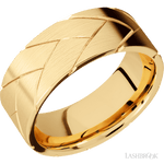 8 mm wide/Flat/14K Yellow Gold band with a machined Flatbraid pattern. - Diamonds By Rothschild