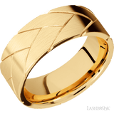 8 mm wide/Flat/14K Yellow Gold band with a machined Flatbraid pattern. - Diamonds By Rothschild