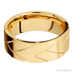 8 mm wide/Flat/14K Yellow Gold band with a machined Flatbraid pattern. - Diamonds By Rothschild