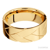 8 mm wide/Flat/14K Yellow Gold band with a machined Flatbraid pattern. - Diamonds By Rothschild