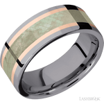 8 mm wide/Flat/Tantalum band featuring inlays of 14K Rose Gold and Freshwater Mother of Pearl. - Diamonds By Rothschild